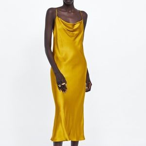 Mustard yellow satin dress